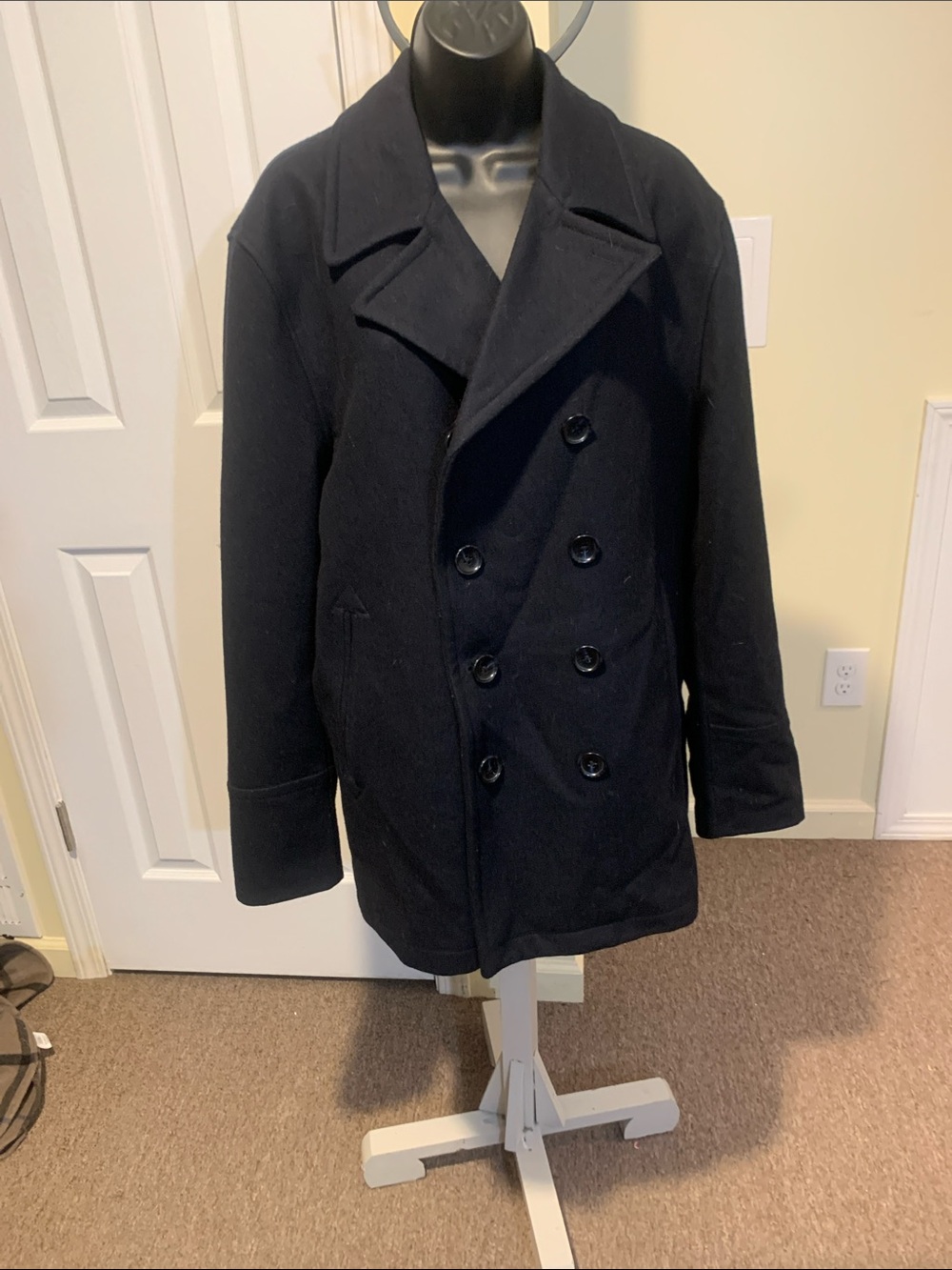 Michael Kors Navy Blue Double-Breasted Peacoat